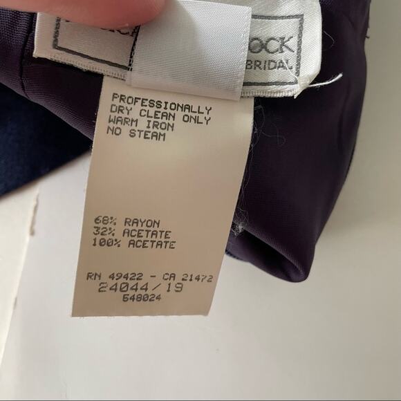 Vintage 1980s Jessica McClintock Sheath Dress V Back with Collar Navy 10 EUC - Picture 11 of 13